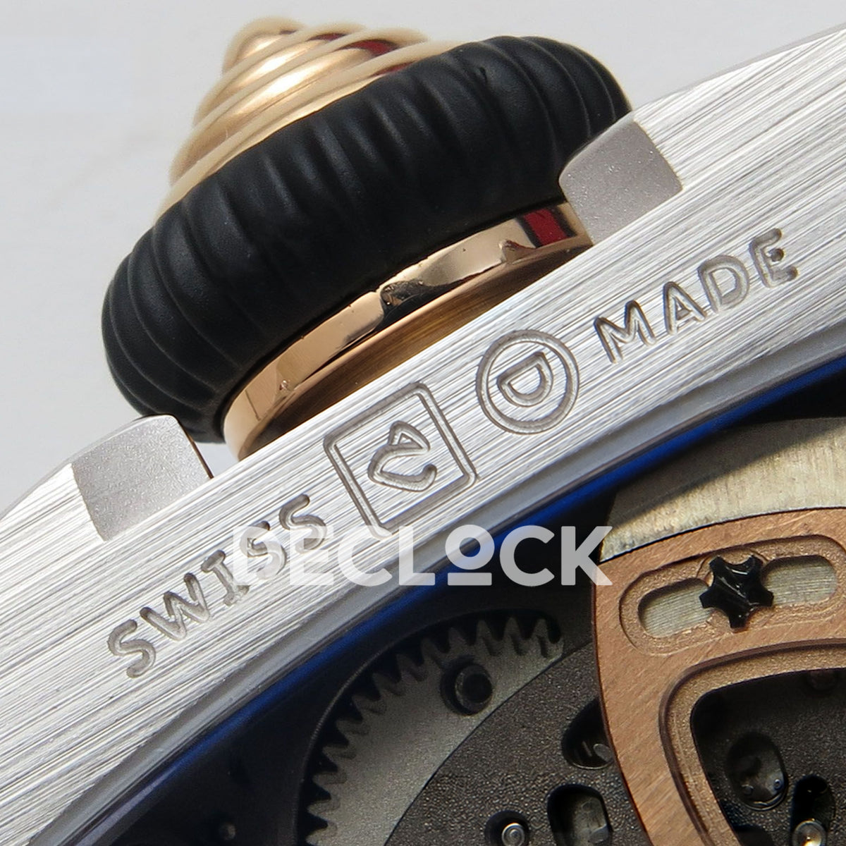 Richard Mille RM07-01 Grooved Gem Bezel Steel Black Dial Black Rubber ZF CRMA2 replica - caseback swiss made