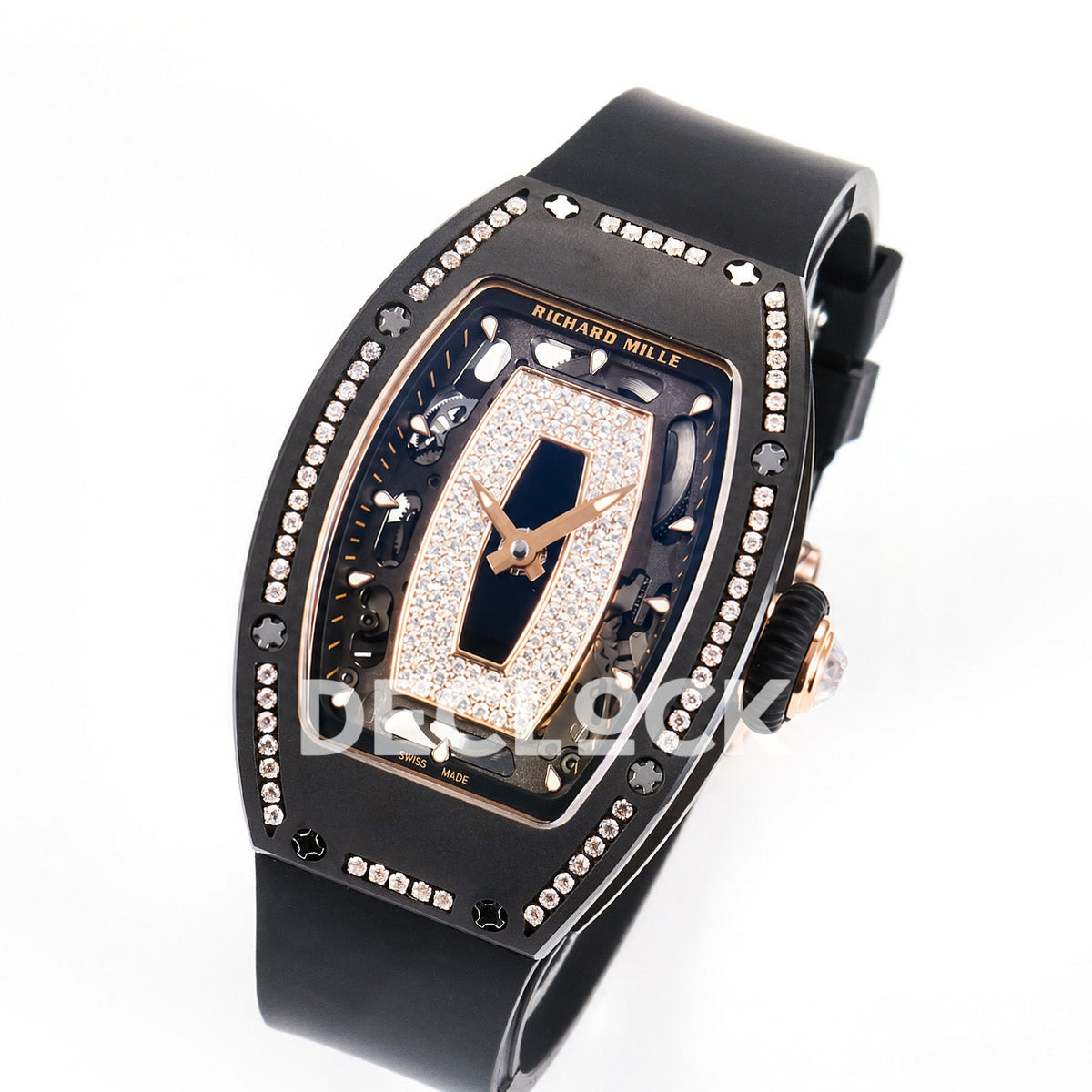 Richard Mille RM07-01 Black Ceramic Gem-Set Black Dial EF CRMA2 replica - three quarter