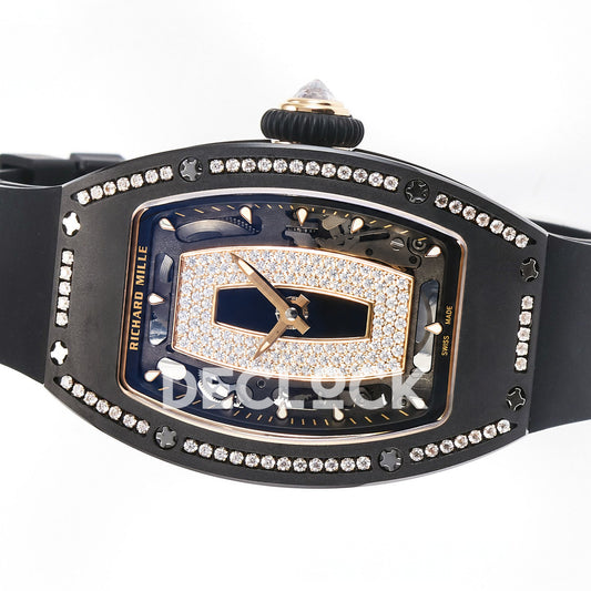 Richard Mille RM07-01 Black Ceramic Gem-Set Black Dial EF CRMA2 replica - horizontal crown up