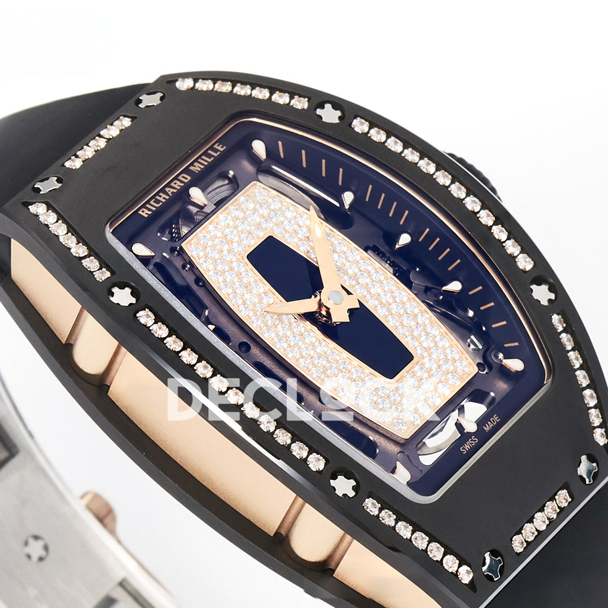 Richard Mille RM07-01 Black Ceramic Gem-Set Black Dial EF CRMA2 replica - front opposite angle