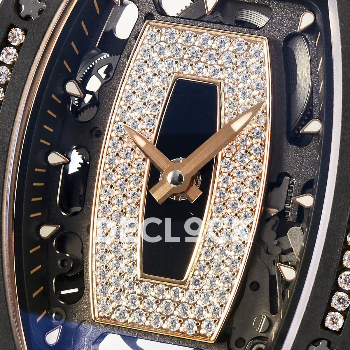 Richard Mille RM07-01 Black Ceramic Gem-Set Black Dial EF CRMA2 replica - dial center detail