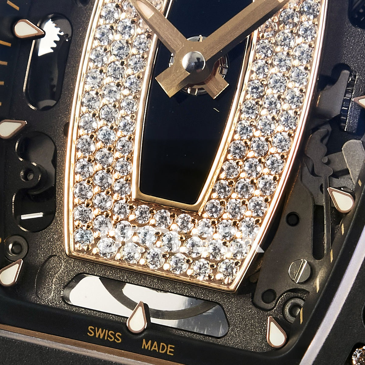 Richard Mille RM07-01 Black Ceramic Gem-Set Black Dial EF CRMA2 replica - dial lower detail
