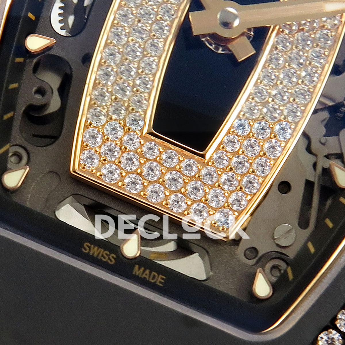 Richard Mille RM07-01 Black Ceramic Gem-Set Black Dial ZF CRMA2 replica - dial lower detail