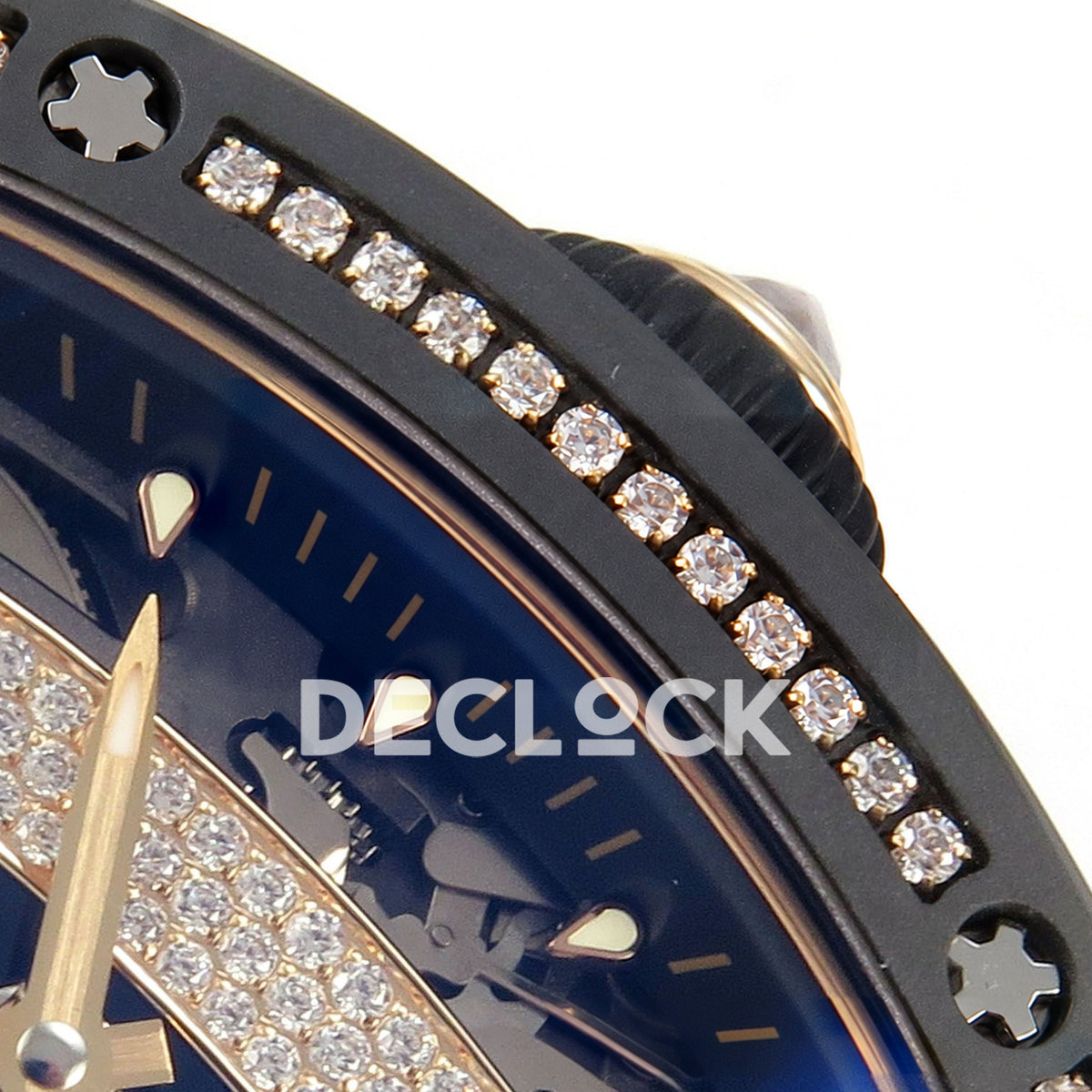 Richard Mille RM07-01 Black Ceramic Gem-Set Black Dial ZF CRMA2 replica - crown and bezel detail