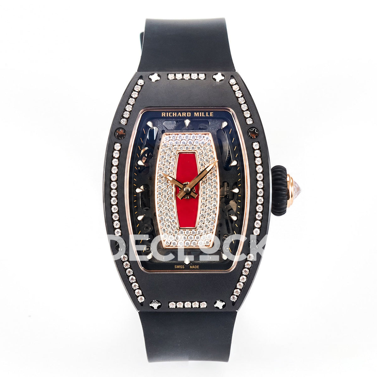 Richard Mille RM07-01 Black Ceramic Gem-Set Red Dial EF CRMA2 replica - front