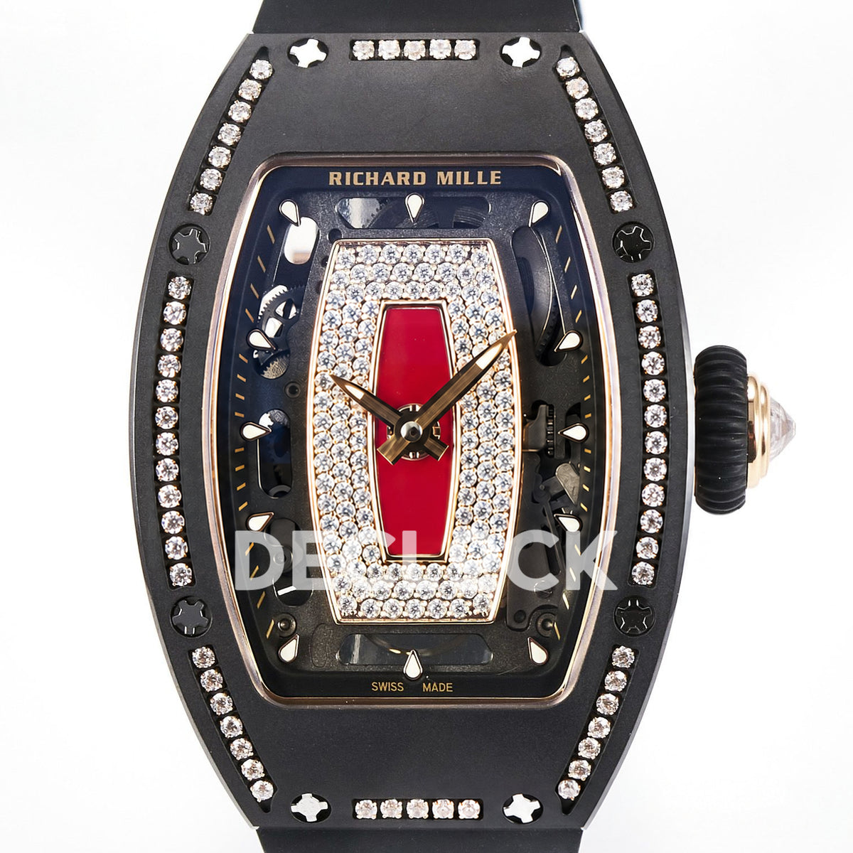 Richard Mille RM07-01 Black Ceramic Gem-Set Red Dial EF CRMA2 replica - dial front