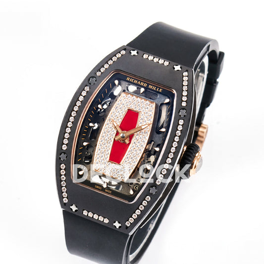 Richard Mille RM07-01 Black Ceramic Gem-Set Red Dial EF CRMA2 replica - three quarter