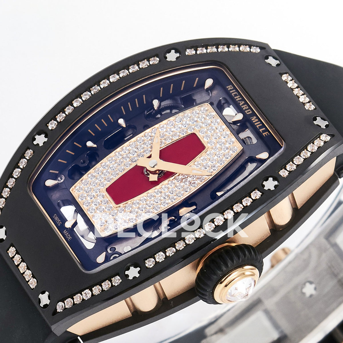 Richard Mille RM07-01 Black Ceramic Gem-Set Red Dial EF CRMA2 replica - front angle left