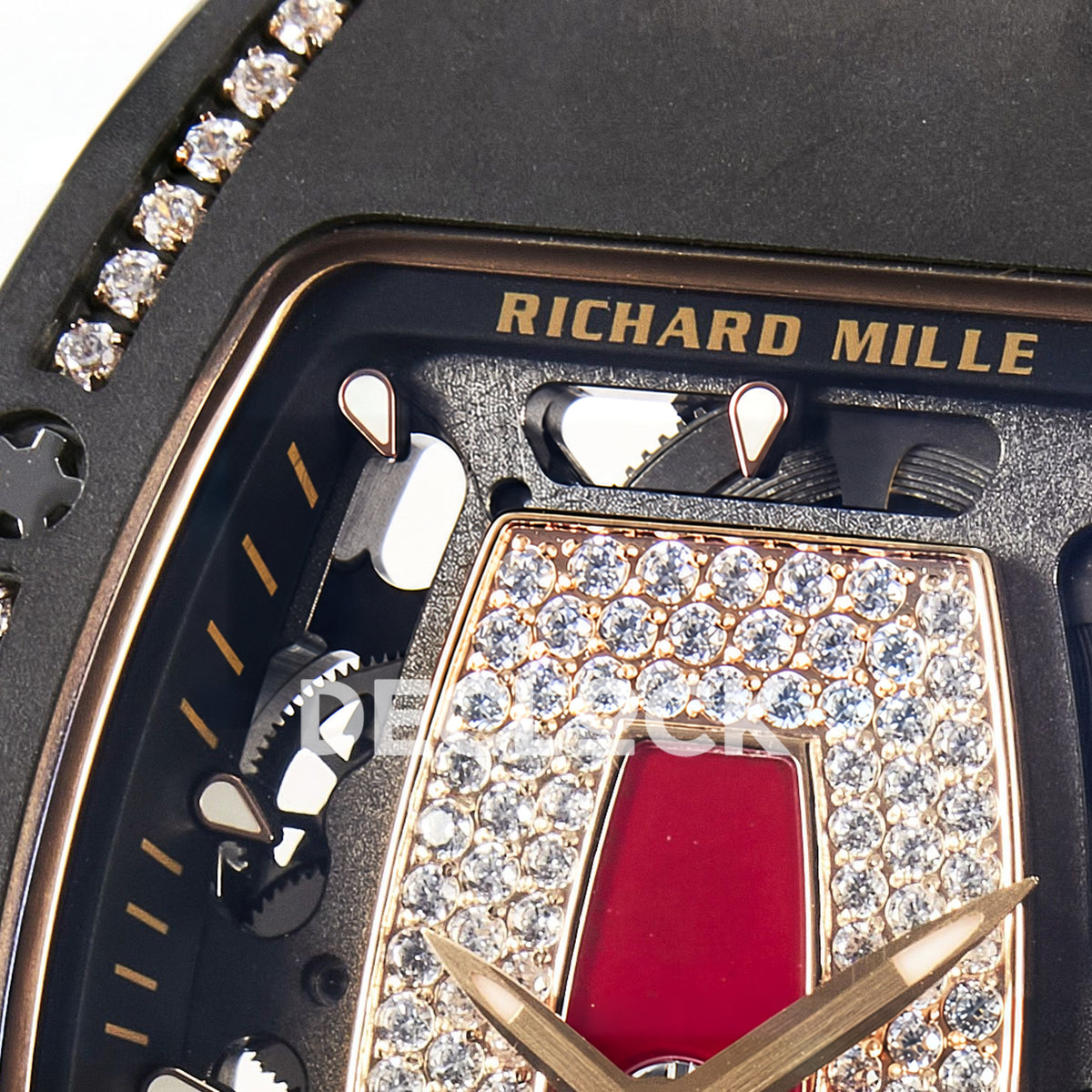 Richard Mille RM07-01 Black Ceramic Gem-Set Red Dial EF CRMA2 replica - dial upper detail