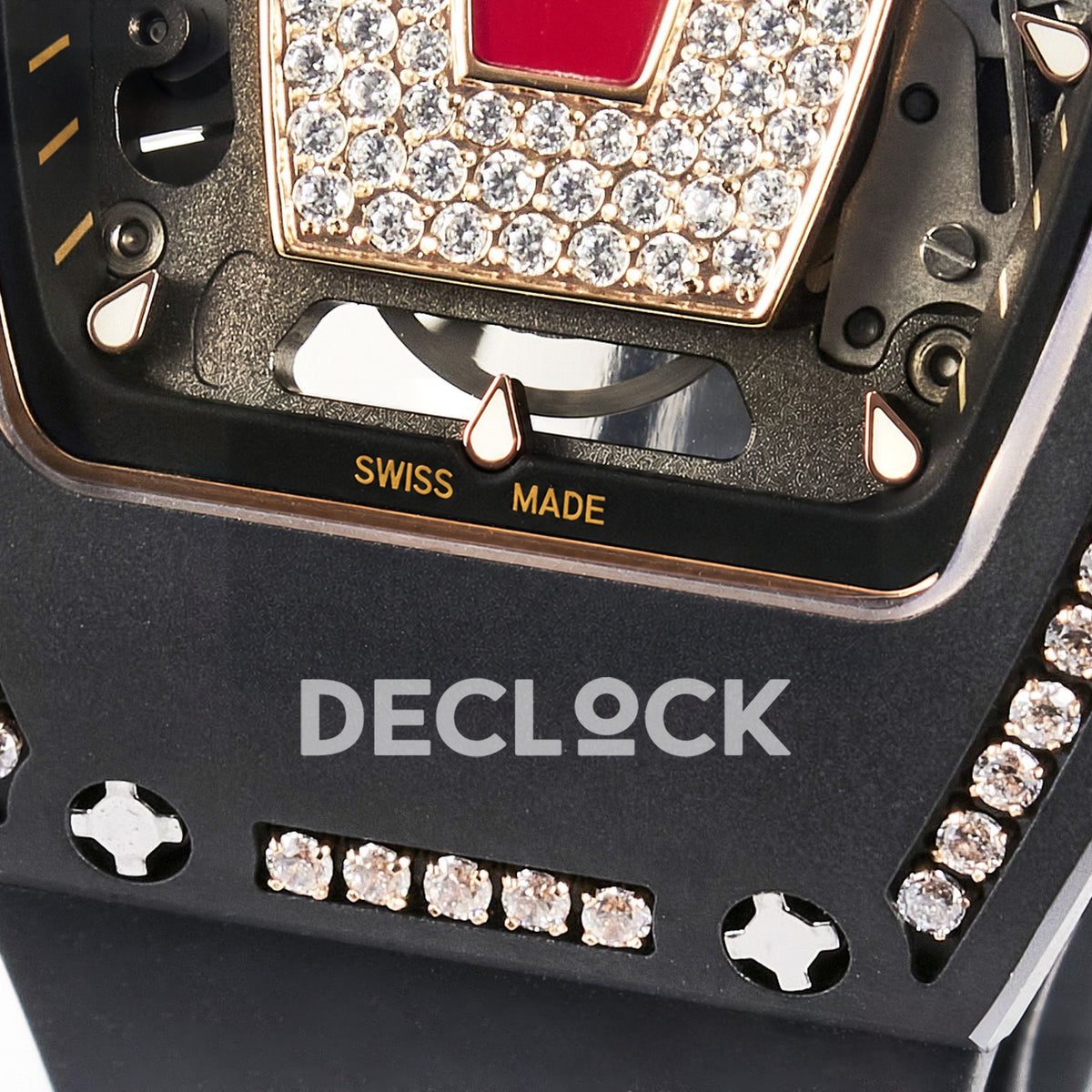 Richard Mille RM07-01 Black Ceramic Gem-Set Red Dial EF CRMA2 replica - dial lower detail