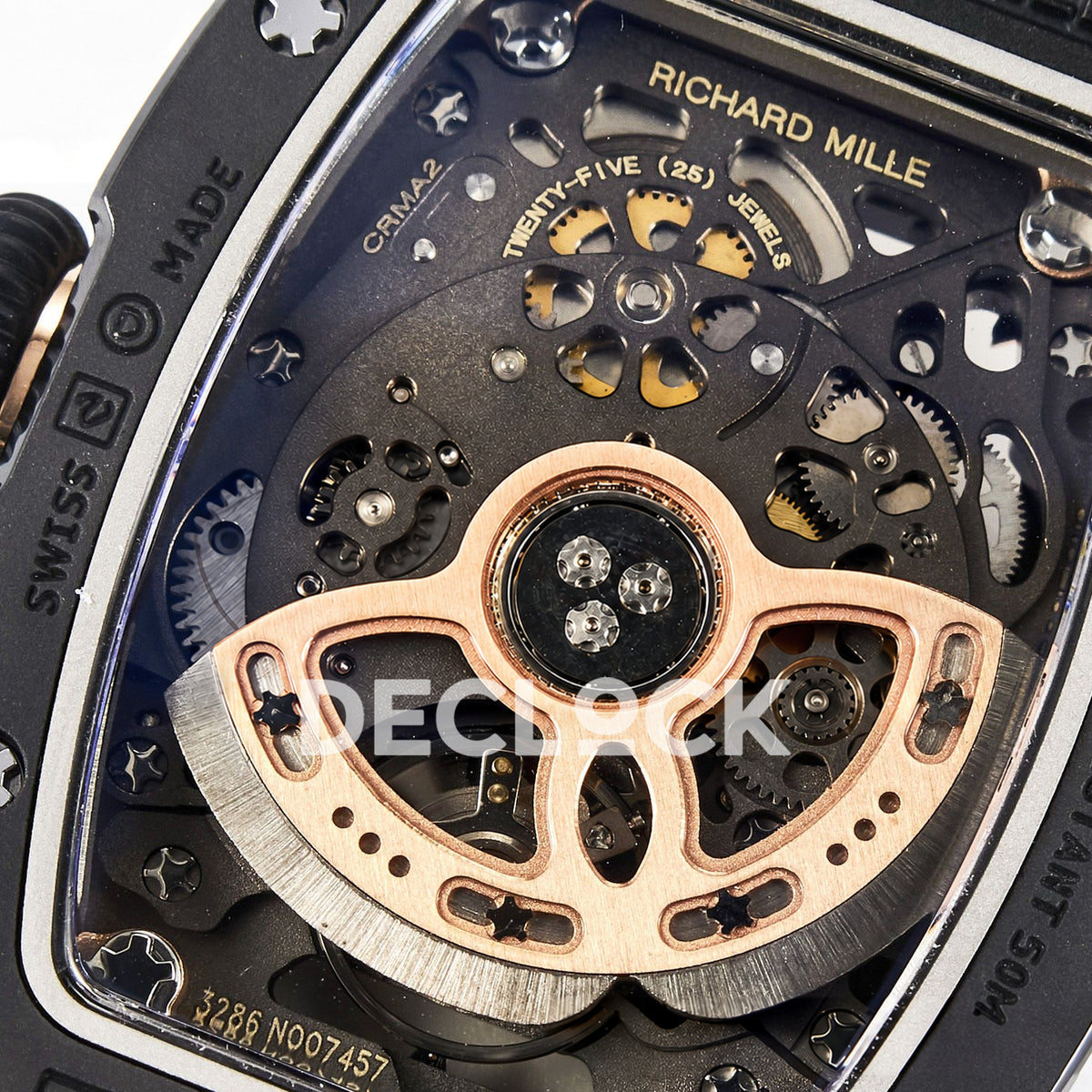 Richard Mille RM07-01 Black Ceramic Gem-Set Red Dial EF CRMA2 replica - movement rotor detail