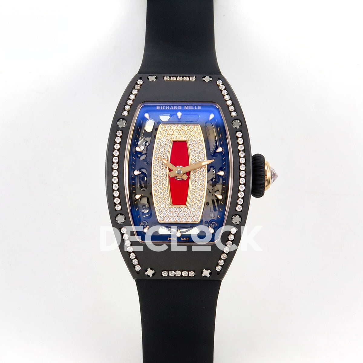 Richard Mille RM07-01 Black Ceramic Gem-Set Red Dial ZF CRMA2 replica - front