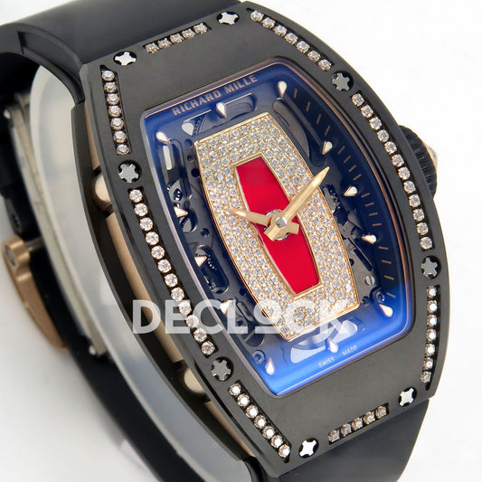 Richard Mille RM07-01 Black Ceramic Gem-Set Red Dial ZF CRMA2 replica - front three quarter