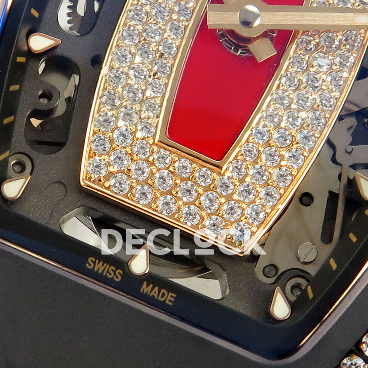 Richard Mille RM07-01 Black Ceramic Gem-Set Red Dial ZF CRMA2 replica - dial lower detail