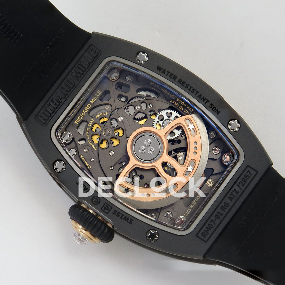 Richard Mille RM07-01 Black Ceramic Gem-Set Red Dial ZF CRMA2 replica - movement caseback angle