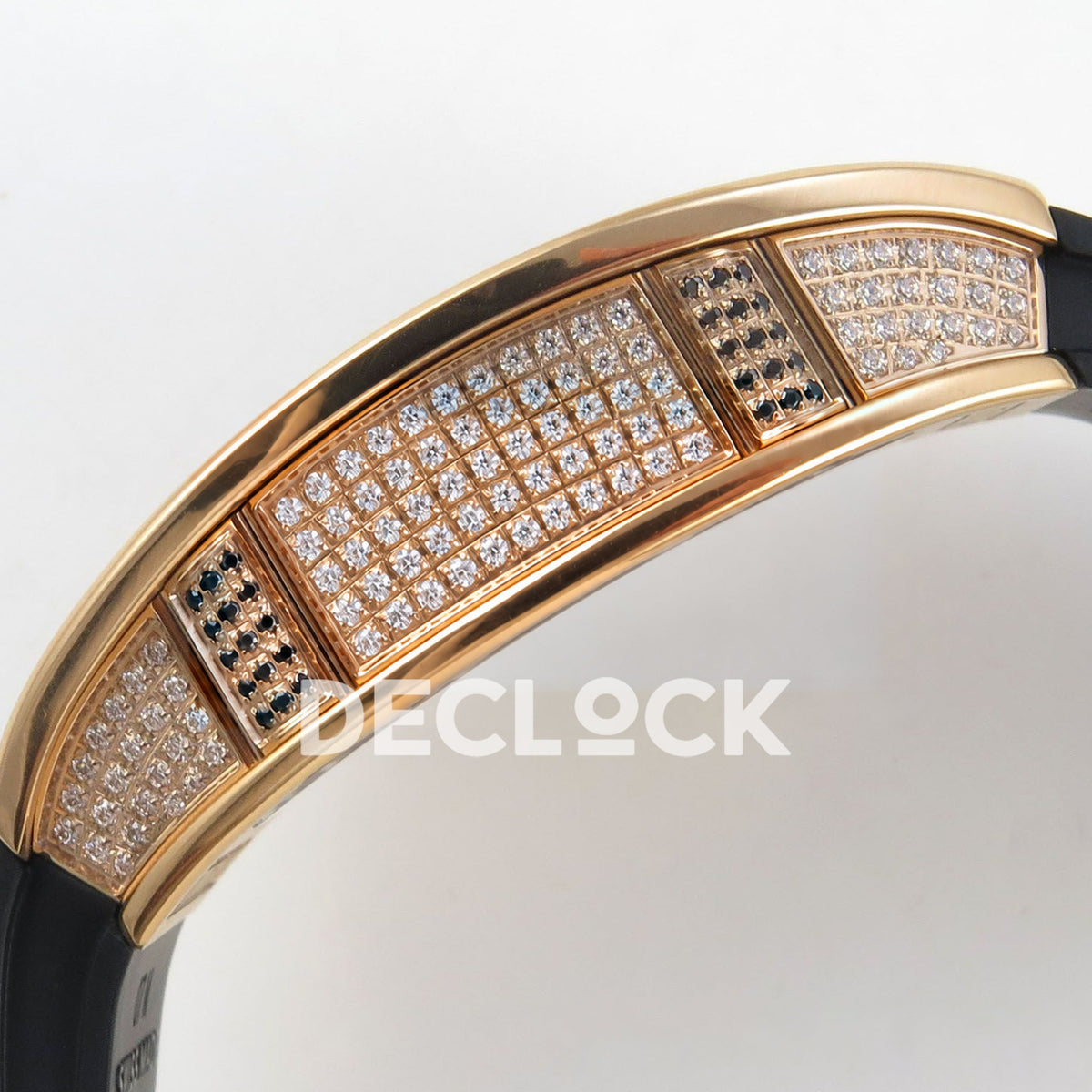 Richard Mille RM07-01 Full Pave Rose Gold Tone Black Dial Black Rubber ZF CRMA2 replica - case side