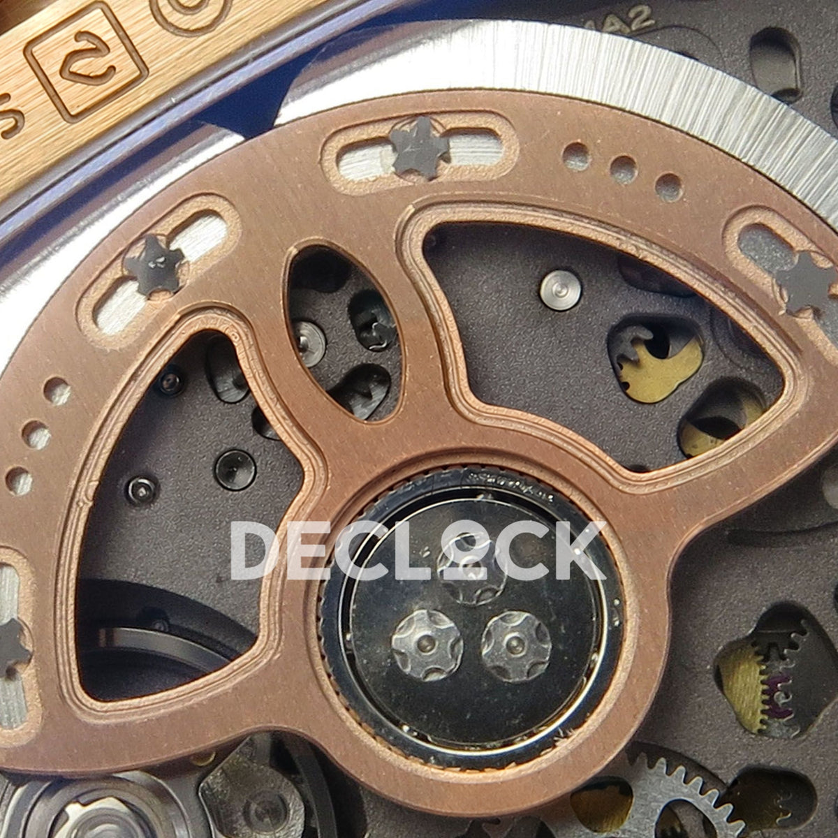 Richard Mille RM07-01 Full Pave Rose Gold Tone Black Dial Black Rubber ZF CRMA2 replica - movement rotor detail