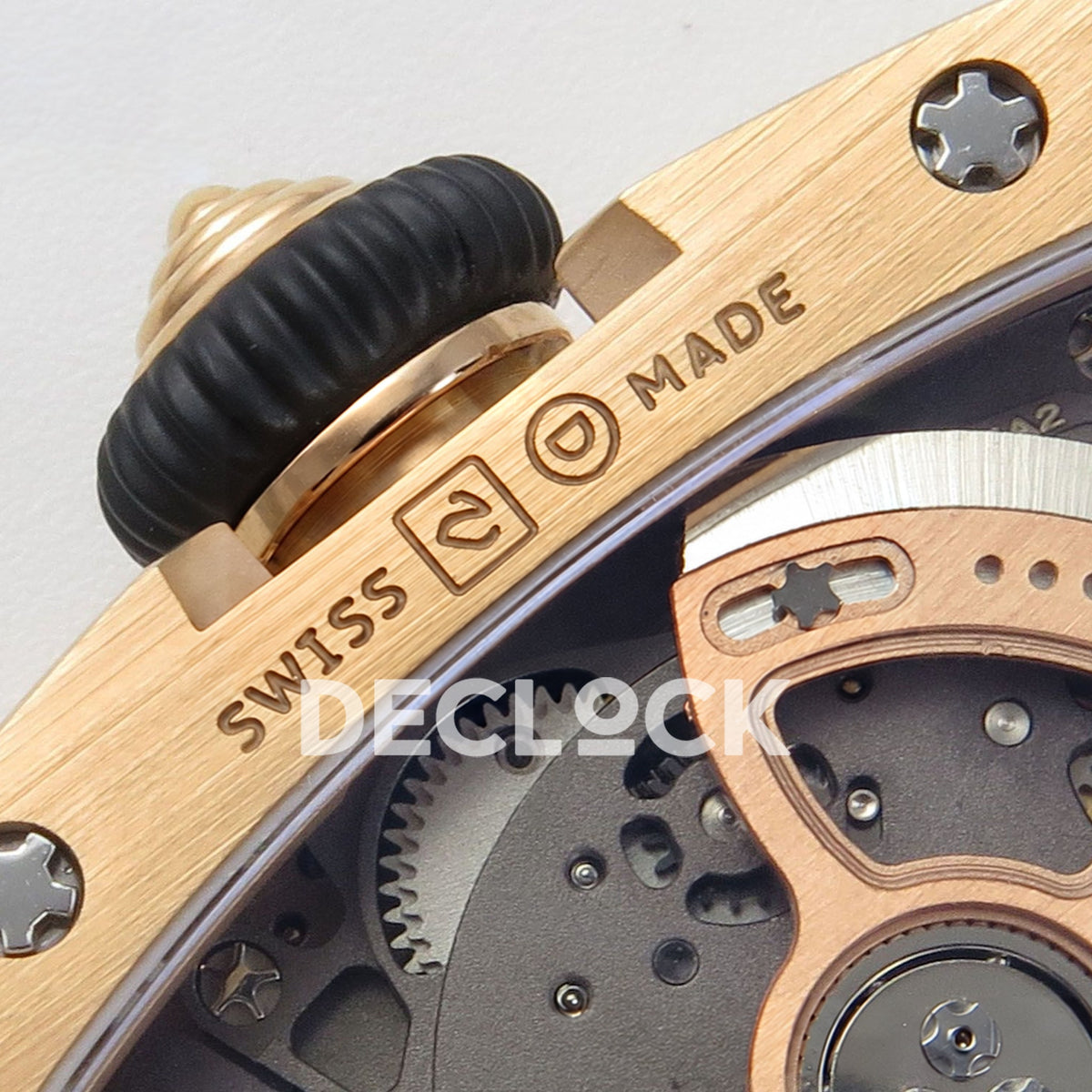 Richard Mille RM07-01 Full Pave Rose Gold Tone Black Dial Black Rubber ZF CRMA2 replica - caseback swiss made