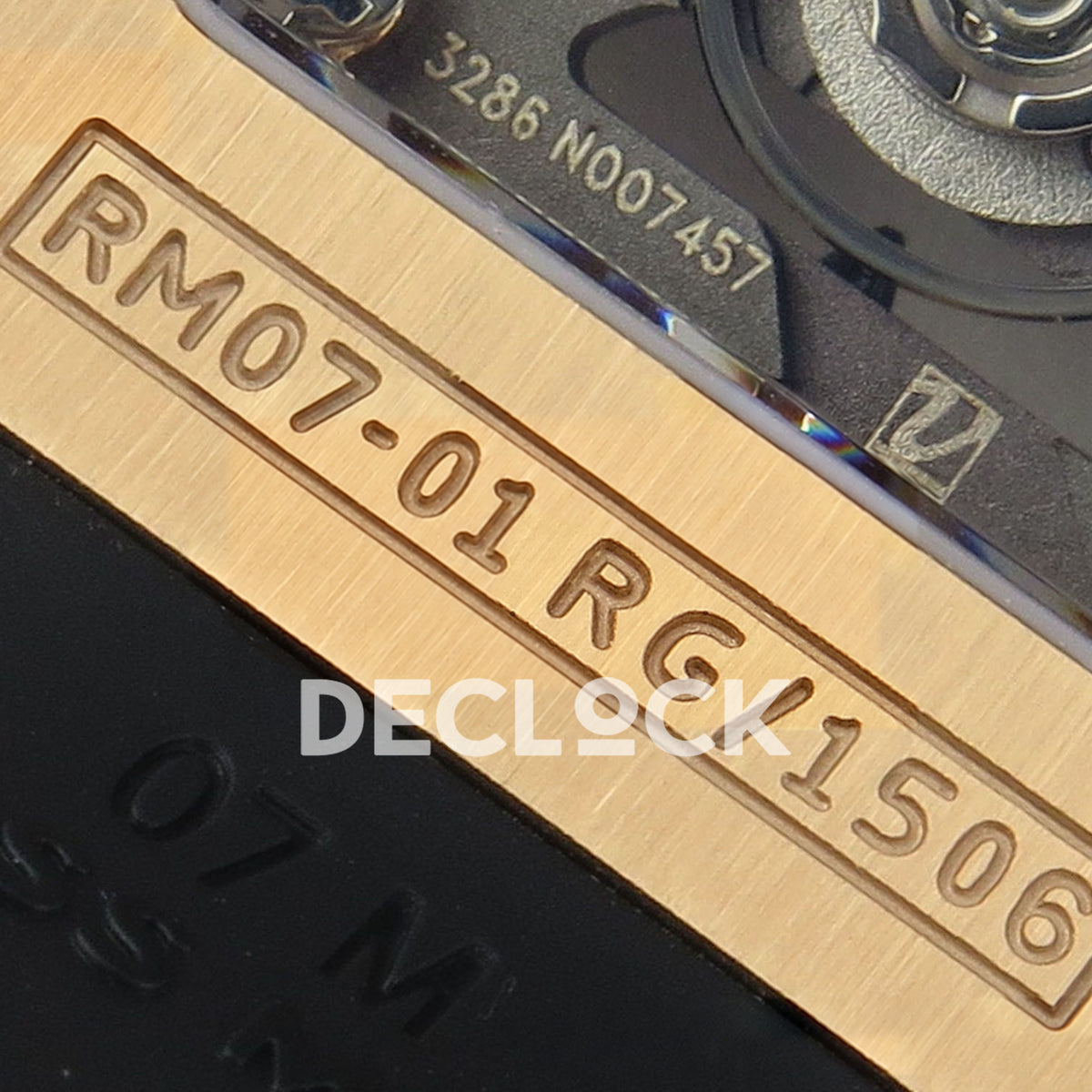 Richard Mille RM07-01 Full Pave Rose Gold Tone Red Dial Black Rubber ZF CRMA2 replica - reference serial engraving