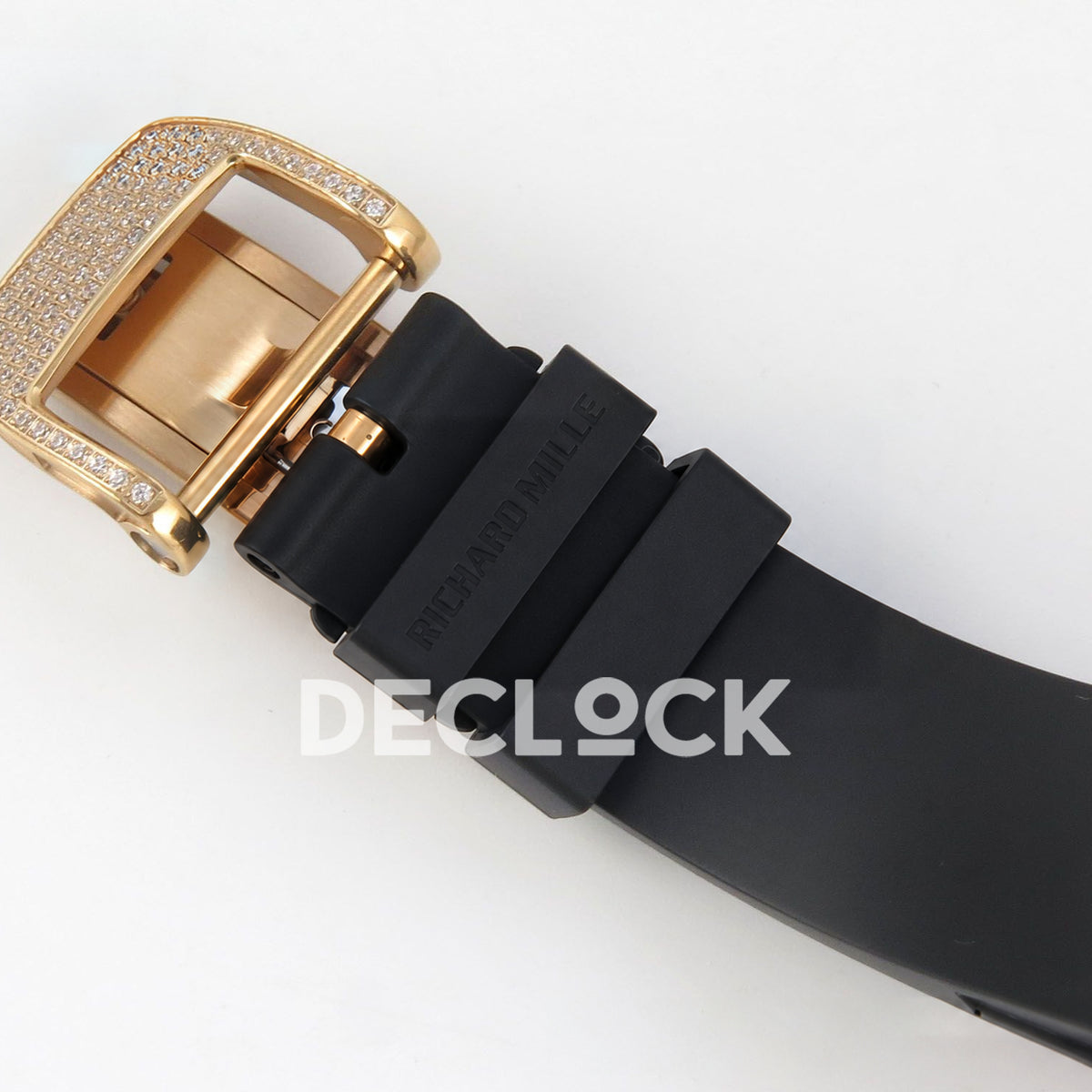 Richard Mille RM07-01 Full Pave Rose Gold Tone Red Dial Black Rubber ZF CRMA2 replica - deployant clasp