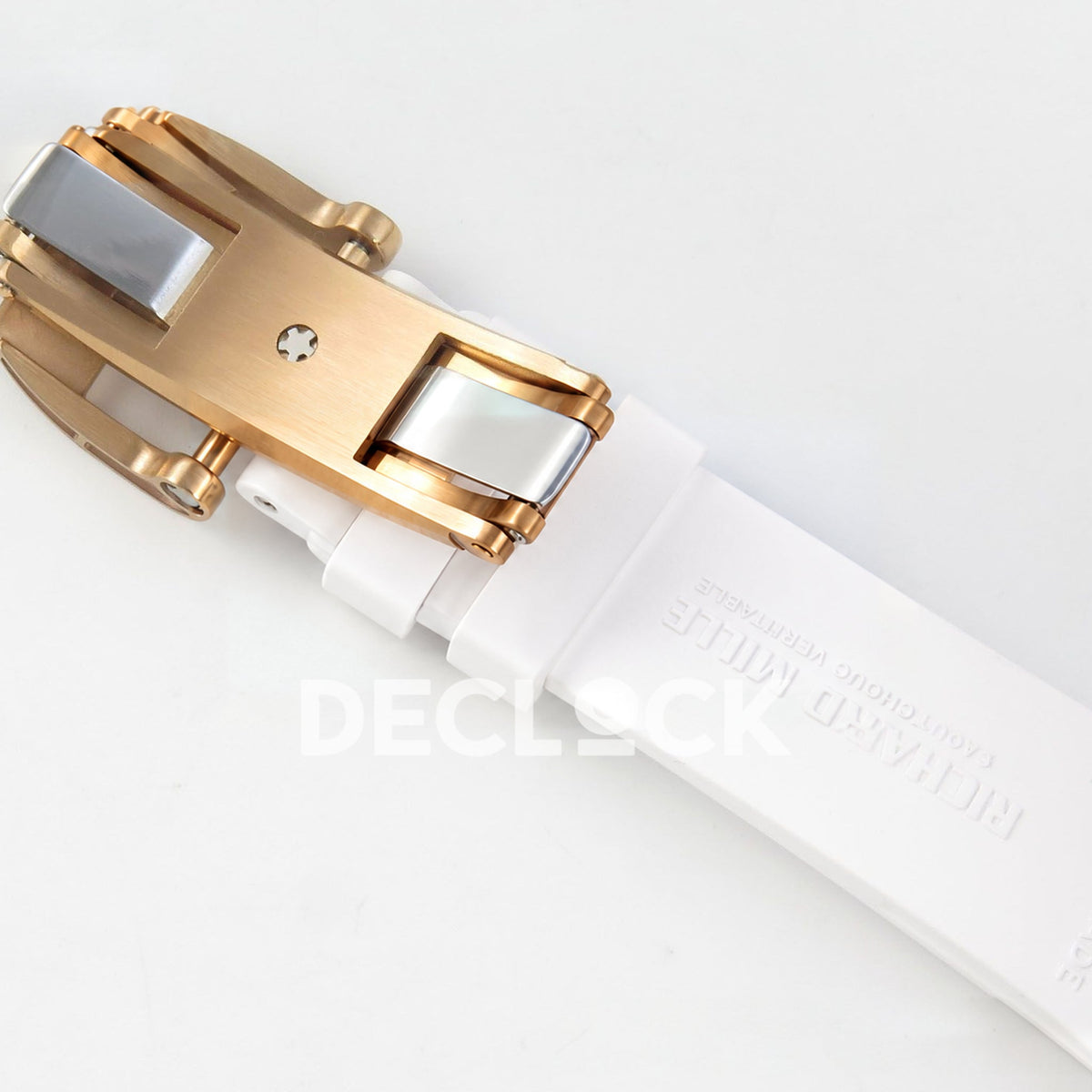 Richard Mille RM07-01 Full Pave Rose Gold Tone Red Dial White Rubber ZF CRMA2 replica - clasp underside