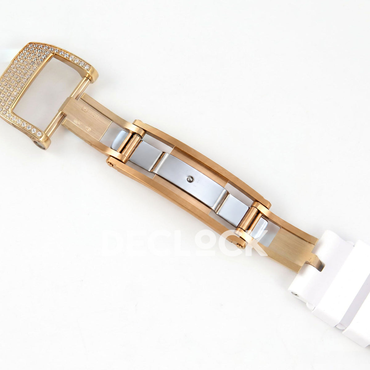 Richard Mille RM07-01 Full Pave Rose Gold Tone Red Dial White Rubber ZF CRMA2 replica - open clasp