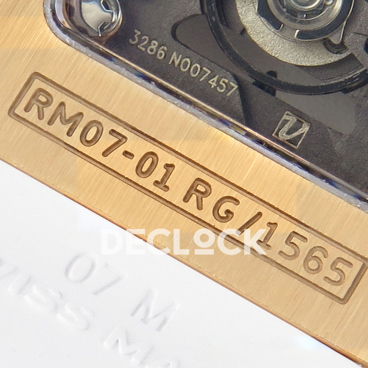 Richard Mille RM07-01 Full Pave Rose Gold Tone White MOP Dial White Rubber ZF CRMA2 replica - reference serial engraving