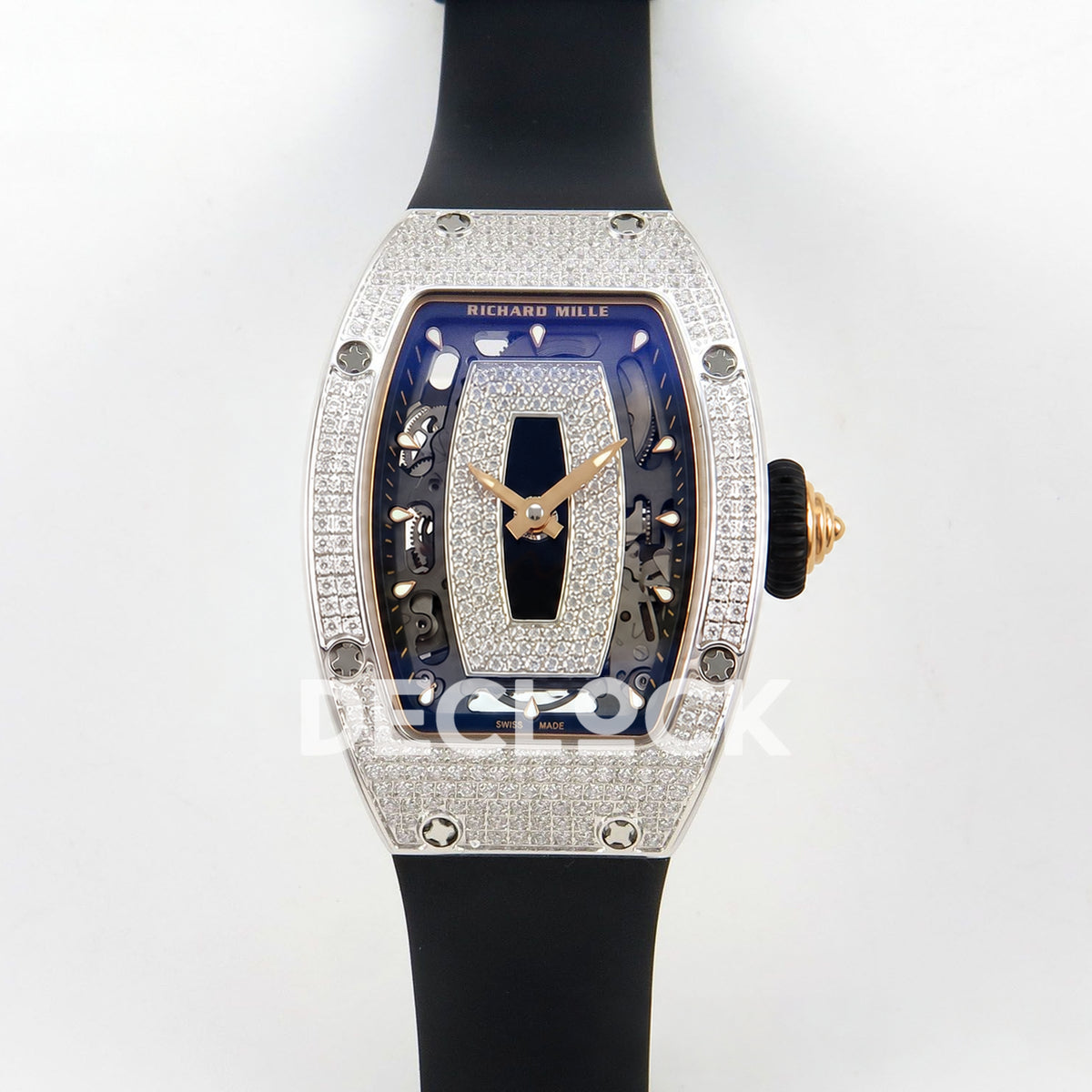 Richard Mille RM07-01 Full Pave Steel Black Dial Black Rubber ZF CRMA2 replica - front