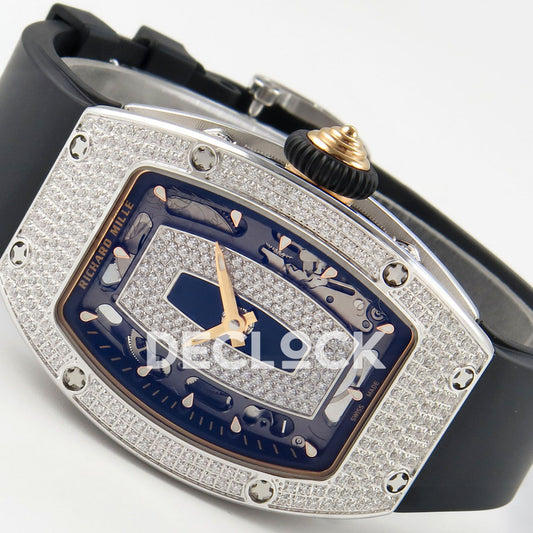 Richard Mille RM07-01 Full Pave Steel Black Dial Black Rubber ZF CRMA2 replica - horizontal crown up
