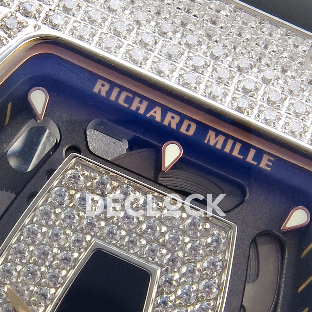 Richard Mille RM07-01 Full Pave Steel Black Dial Black Rubber ZF CRMA2 replica - dial upper detail