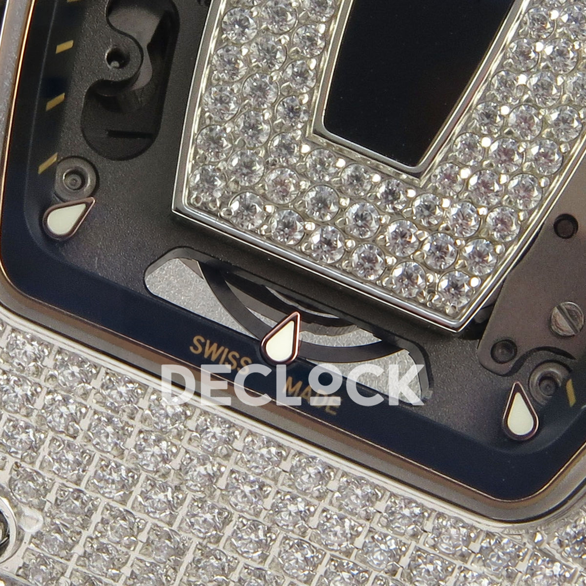Richard Mille RM07-01 Full Pave Steel Black Dial Black Rubber ZF CRMA2 replica - dial lower detail