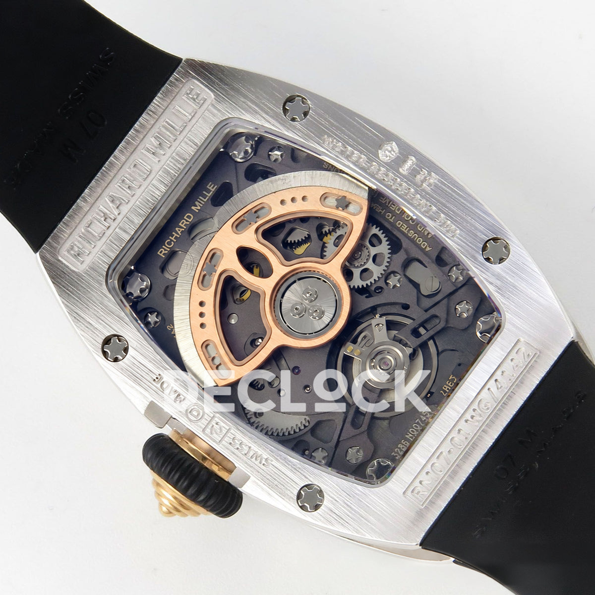 Richard Mille RM07-01 Full Pave Steel Black Dial Black Rubber ZF CRMA2 replica - caseback rotor left