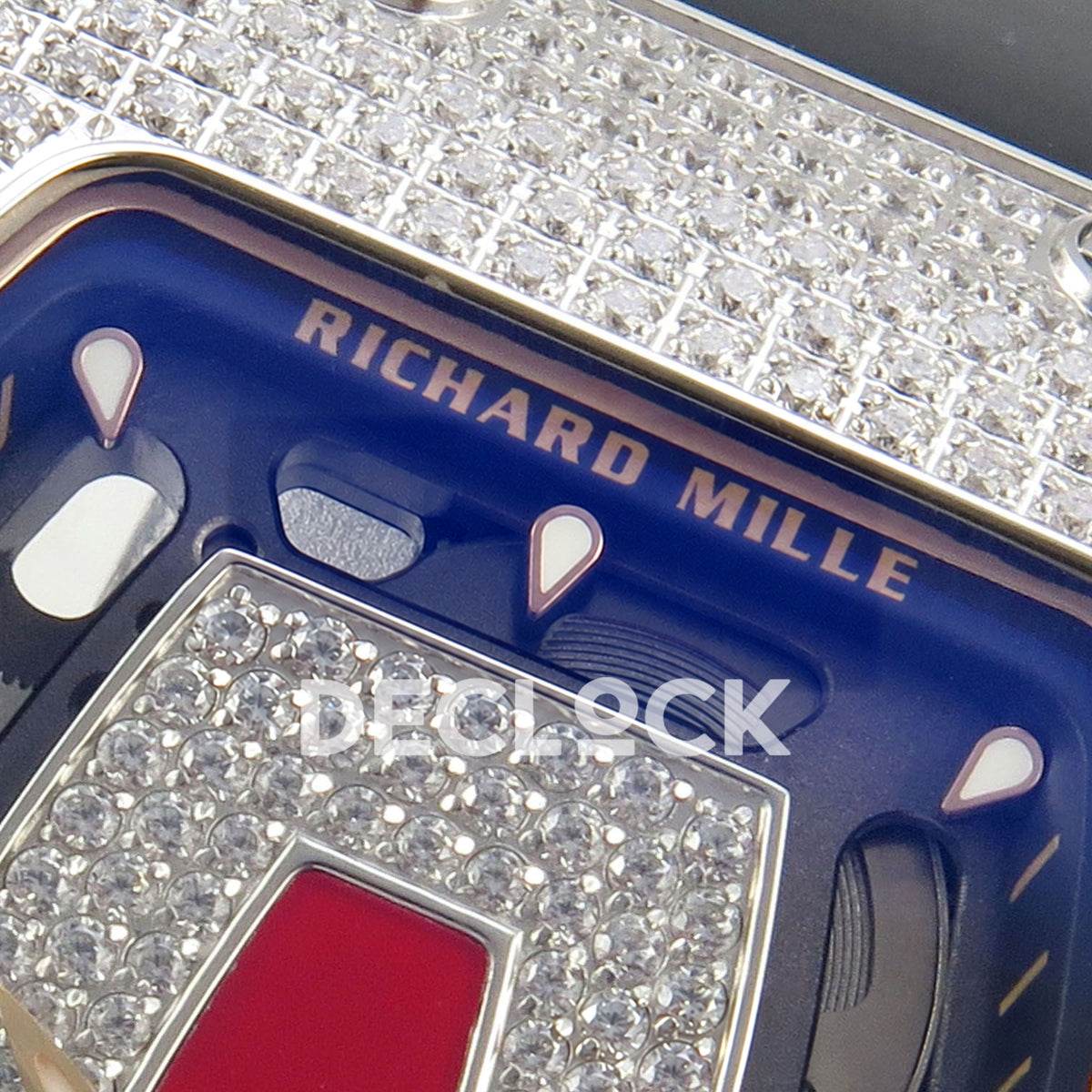 Richard Mille RM07-01 Full Pave Steel Red Dial Black Rubber ZF CRMA2 replica - dial upper detail