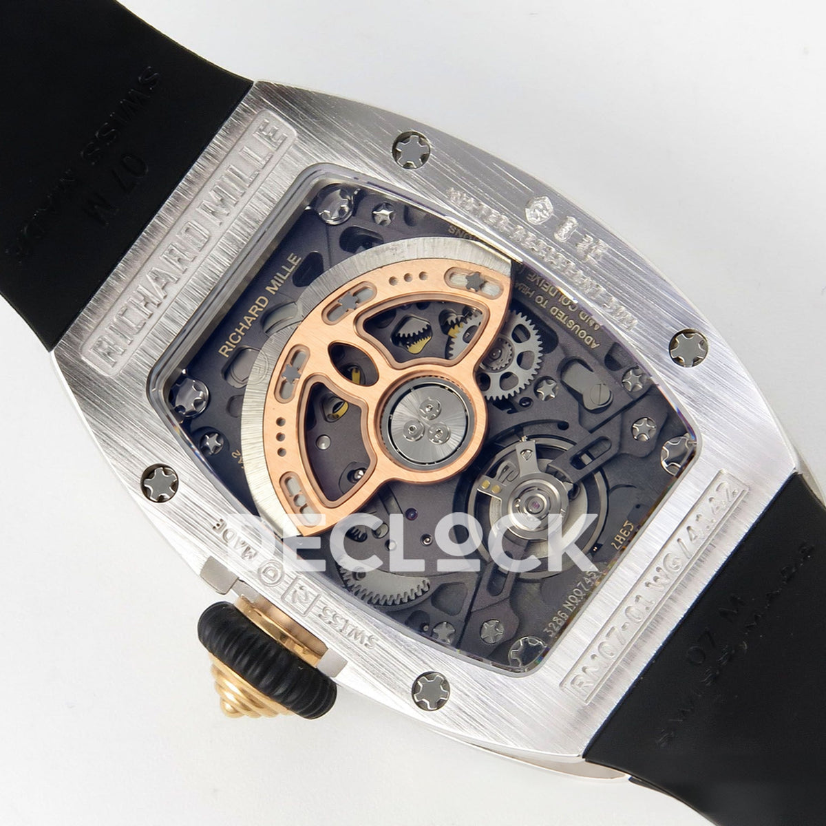 Richard Mille RM07-01 Full Pave Steel Red Dial Black Rubber ZF CRMA2 replica - caseback rotor left