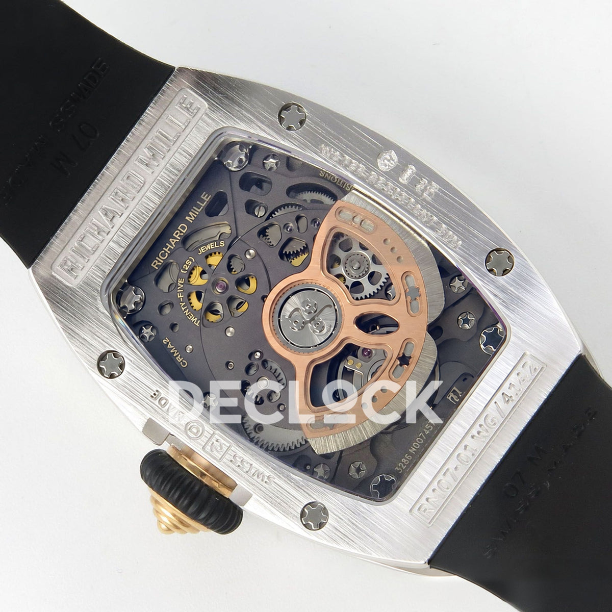 Richard Mille RM07-01 Full Pave Steel Red Dial Black Rubber ZF CRMA2 replica - caseback rotor right