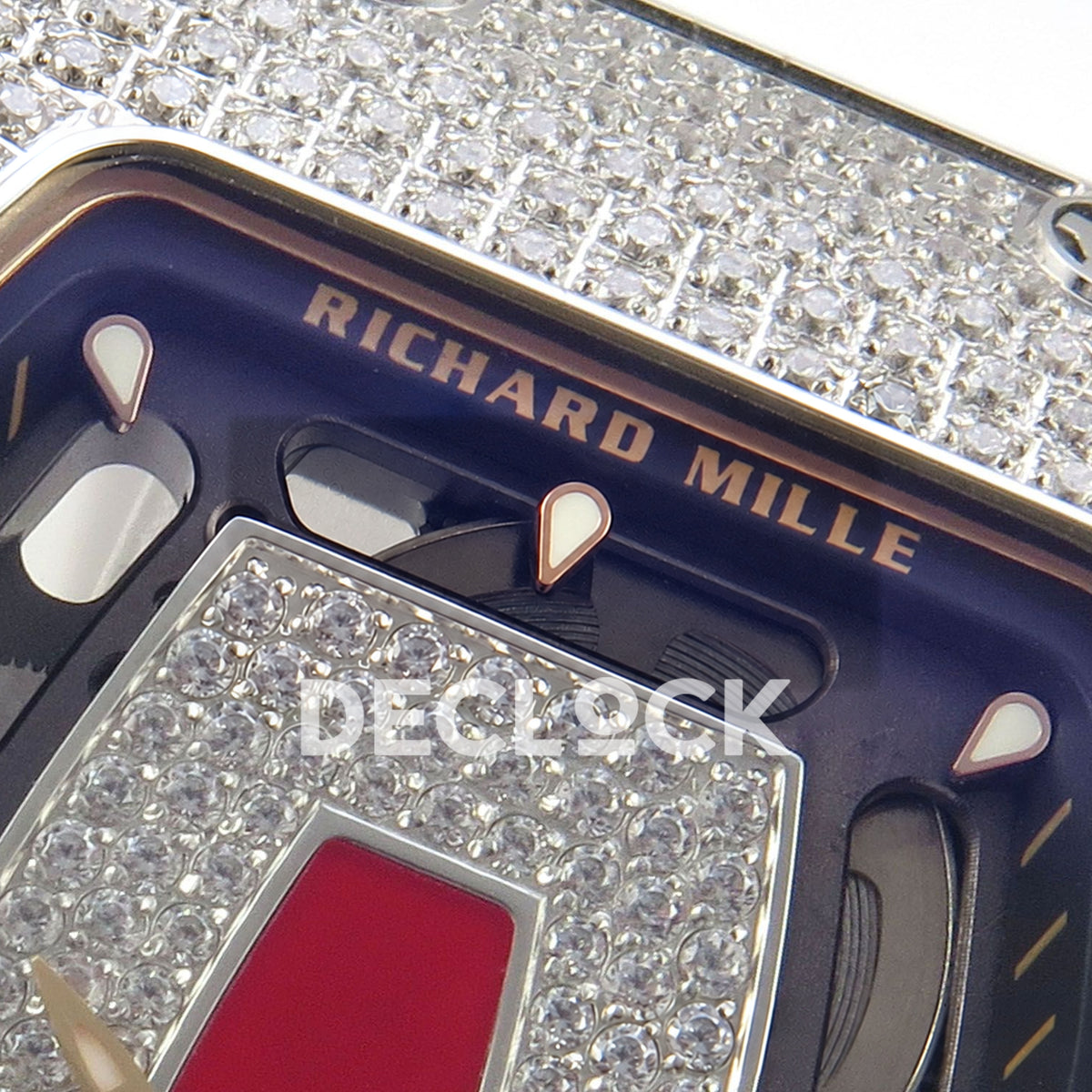 Richard Mille RM07-01 Full Pave Steel Red Dial White Rubber ZF CRMA2 replica - dial upper detail