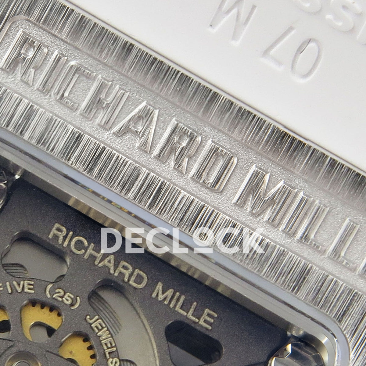 Richard Mille RM07-01 Full Pave Steel Red Dial White Rubber ZF CRMA2 replica - caseback brand engraving