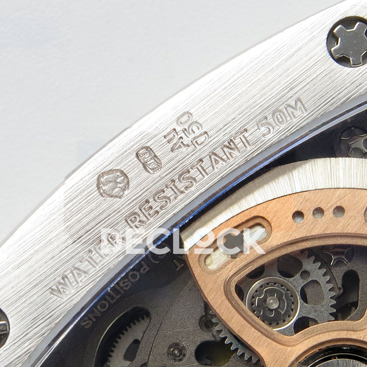 Richard Mille RM07-01 Full Pave Steel Red Dial White Rubber ZF CRMA2 replica - caseback hallmarks water resistance