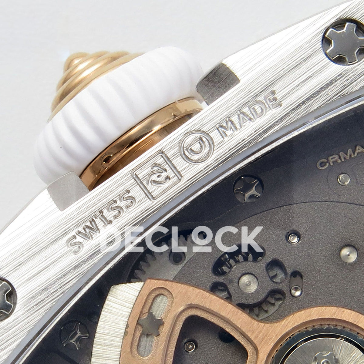 Richard Mille RM07-01 Full Pave Steel Red Dial White Rubber ZF CRMA2 replica - caseback swiss made