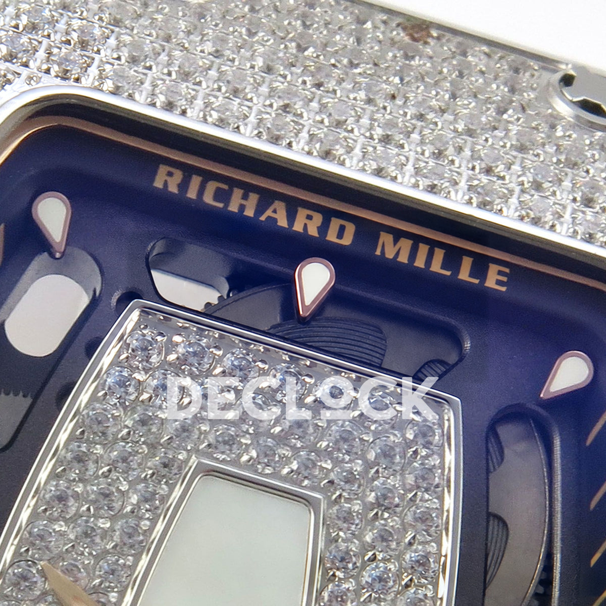 Richard Mille RM07-01 Full Pave Steel White MOP Dial White Rubber ZF CRMA2 replica - dial upper detail