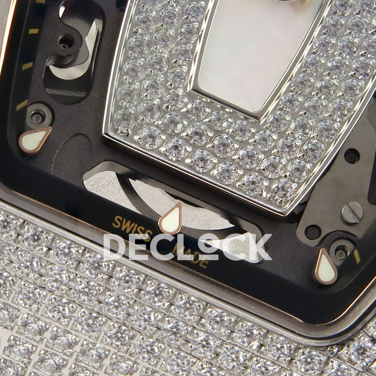 Richard Mille RM07-01 Full Pave Steel White MOP Dial White Rubber ZF CRMA2 replica - dial lower detail