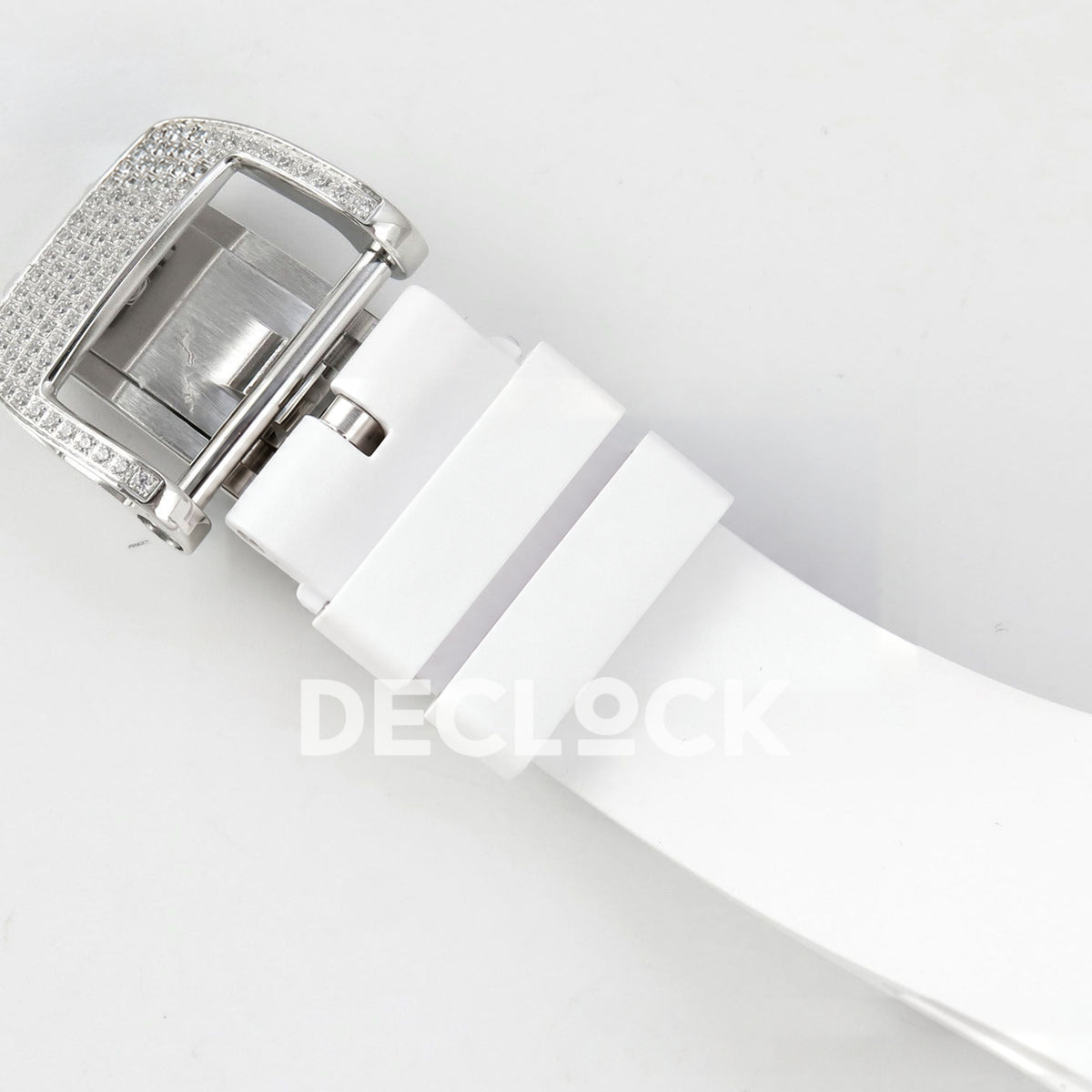 Richard Mille RM07-01 Full Pave Steel White MOP Dial White Rubber ZF CRMA2 replica - deployant clasp