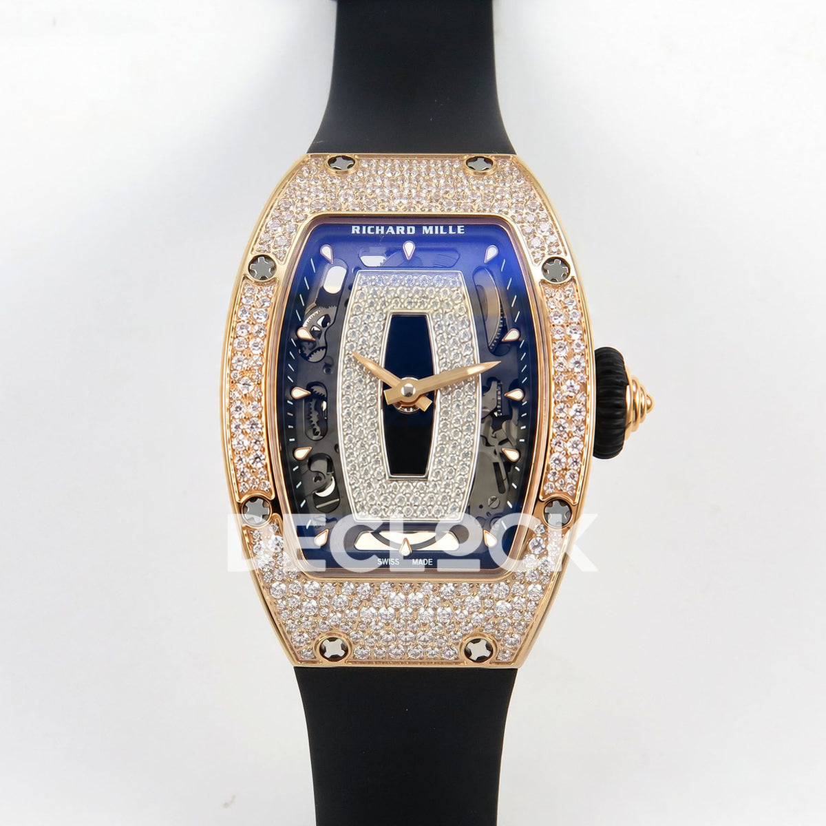 Richard Mille RM07-01 Snow Set Rose Gold Tone Black Dial Black Rubber ZF CRMA2 replica - front