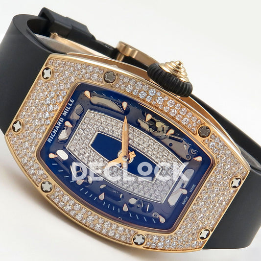 Richard Mille RM07-01 Snow Set Rose Gold Tone Black Dial Black Rubber ZF CRMA2 replica - horizontal crown up