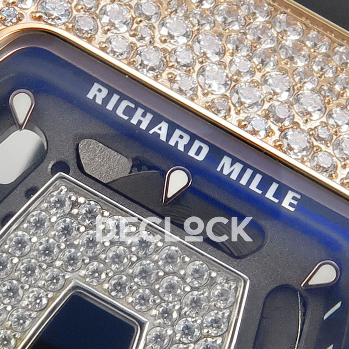 Richard Mille RM07-01 Snow Set Rose Gold Tone Black Dial Black Rubber ZF CRMA2 replica - dial upper detail