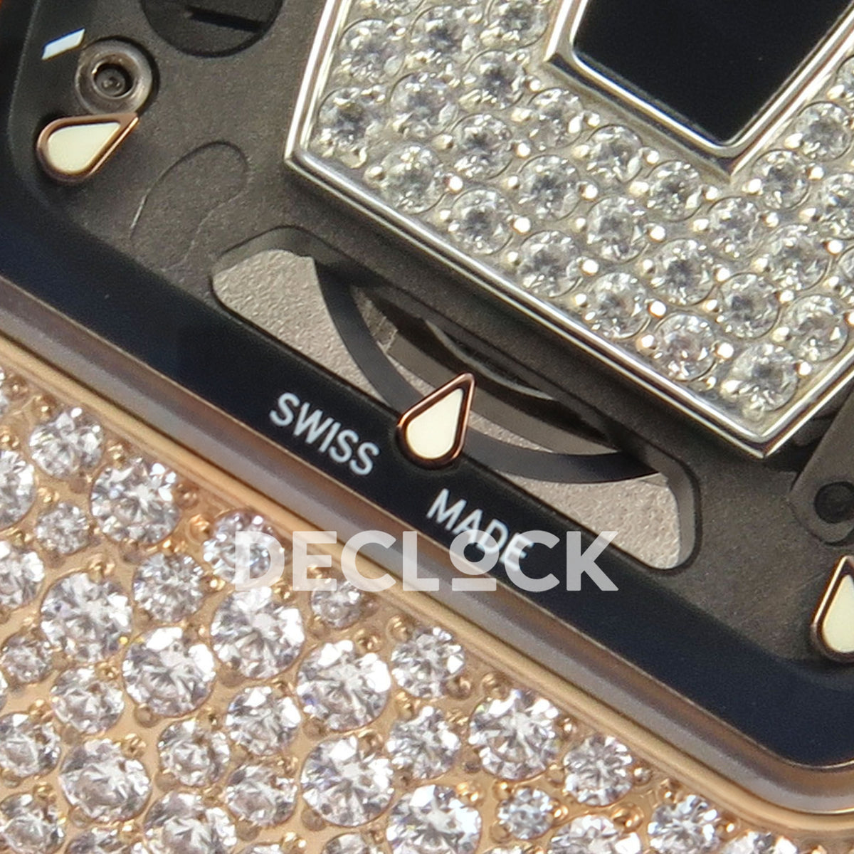 Richard Mille RM07-01 Snow Set Rose Gold Tone Black Dial Black Rubber ZF CRMA2 replica - dial lower detail