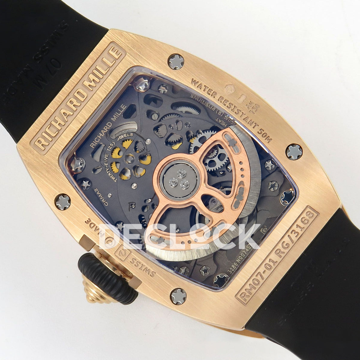 Richard Mille RM07-01 Snow Set Rose Gold Tone Black Dial Black Rubber ZF CRMA2 replica - caseback rotor right