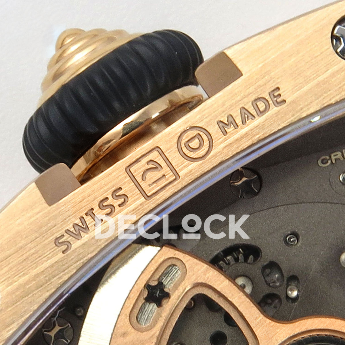 Richard Mille RM07-01 Snow Set Rose Gold Tone Black Dial Black Rubber ZF CRMA2 replica - caseback swiss made