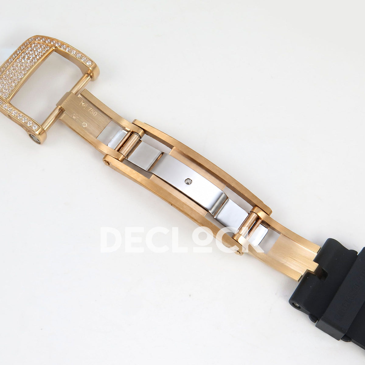 Richard Mille RM07-01 Snow Set Rose Gold Tone Black Dial Black Rubber ZF CRMA2 replica - open clasp
