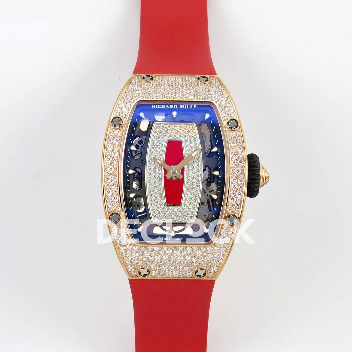 Richard Mille RM07-01 Snow Set Rose Gold Tone Red Dial Red Rubber ZF CRMA2 replica - front